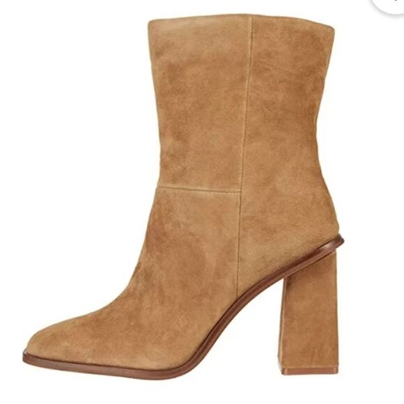 VINCE CAMUTO DANTANIA MID CALF SQUARE TOE BLOCK HEEL SUEDE BOOT - Picture 16 of 16